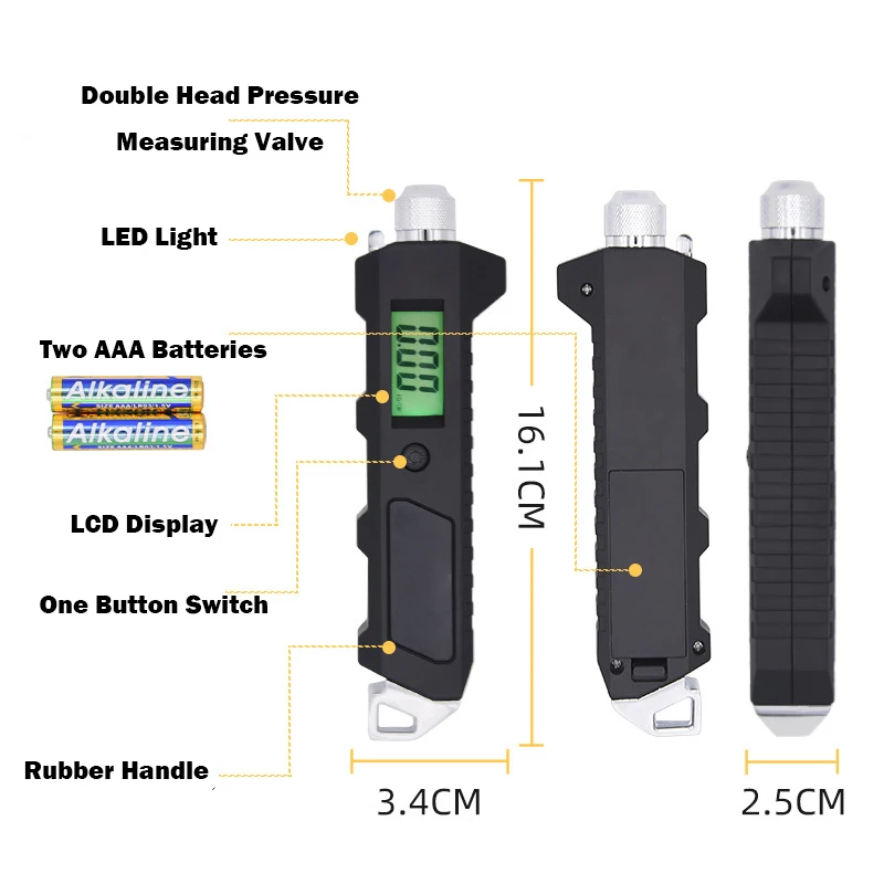 

New Digital Backlight LCD Display High Precision 230Psi For Car Tire Air Pressure Tester Meter Car Truck Motorcycle Tires Tool