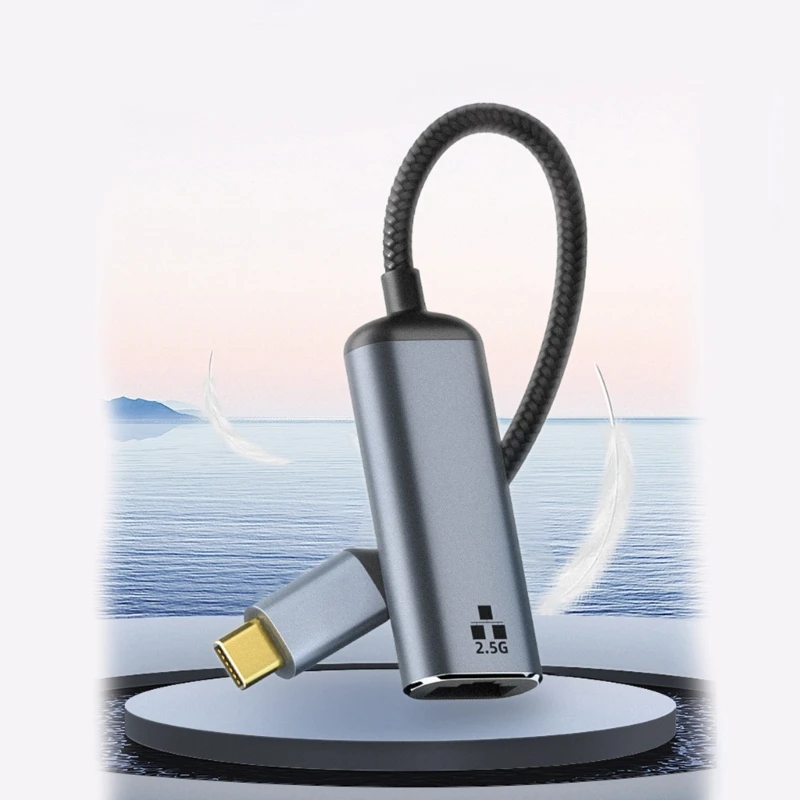 ประเภท C ถึง RJ45 2500Mbps สายเคเบิลอะแดปเตอร์เครือข่าย LAN สำหรับแท็บเล็ตโทรศัพท์แล็ปท็อป USB C