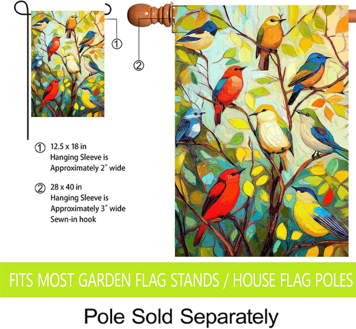 Morigins Tree Birds Spring Garden Flag Double Sided Welcome Seasonal Outdoor Yard Flag Outside Porch Decor House Flag 28×40  SSL view 3