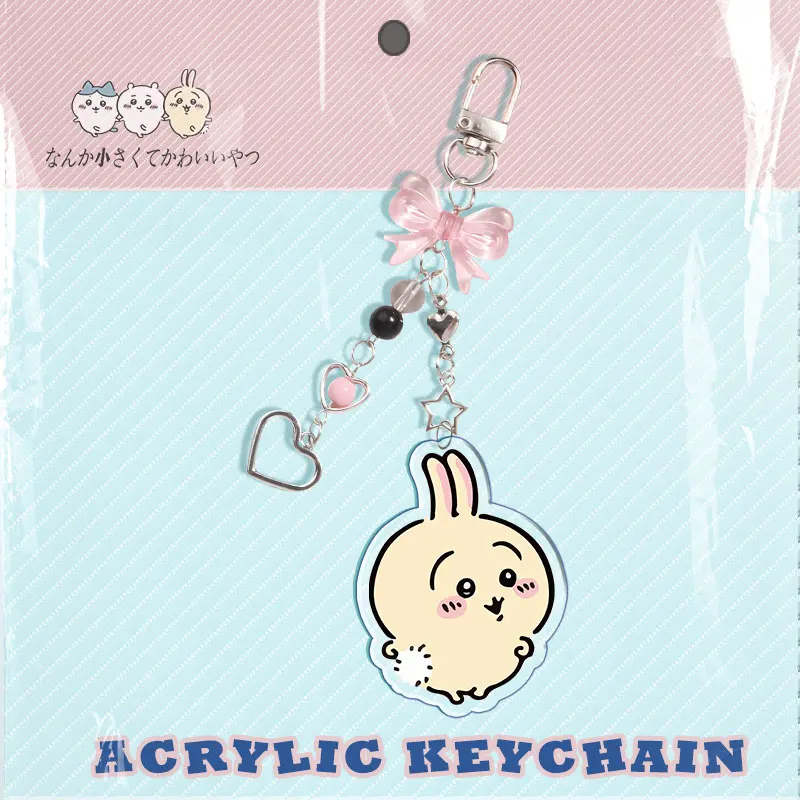Chiikawa Schlüsselanhänger Acryl Anime Peripherie usagi Acryl Schleife Schlüsselanhänger Perlenschnur Niedlich Interessante Rucksack Anhänger Dekoration