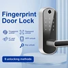Tuya 또는 TTLock APP 스마트 도어 잠금 장치 비밀번호 잠금 해제 원격 제어 지문 잠금 장치 IC 카드가있는 Keyless 터치 스크린 IP67 5