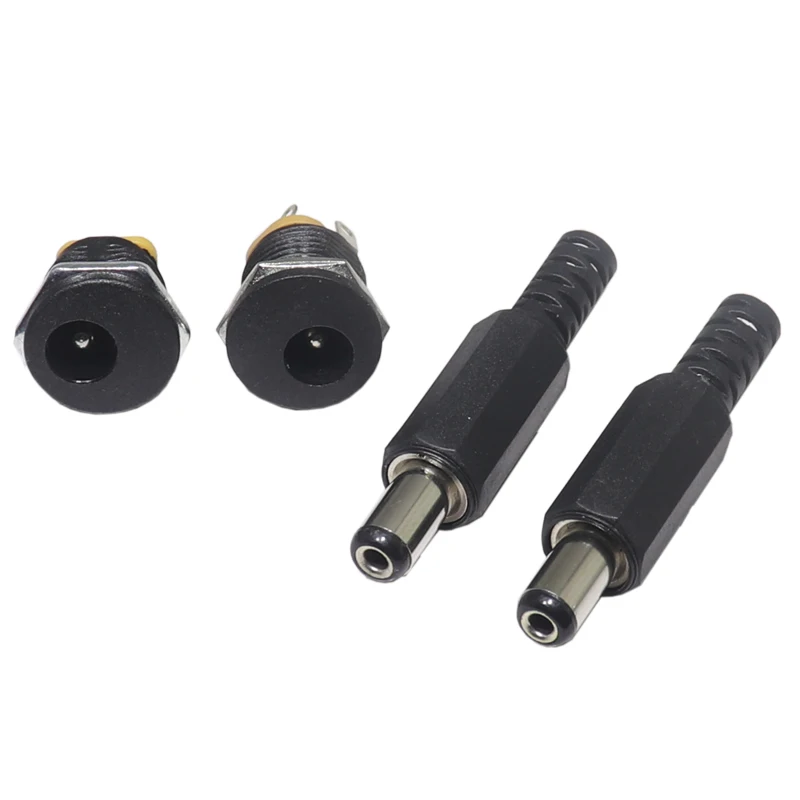 【10-5PCS】PDC-02212V 3A Plastic MalePlugs Female Socket Panel Mount Jack 5.5*2.1mm DC Power Connector Electrical Supplies 5.5x2