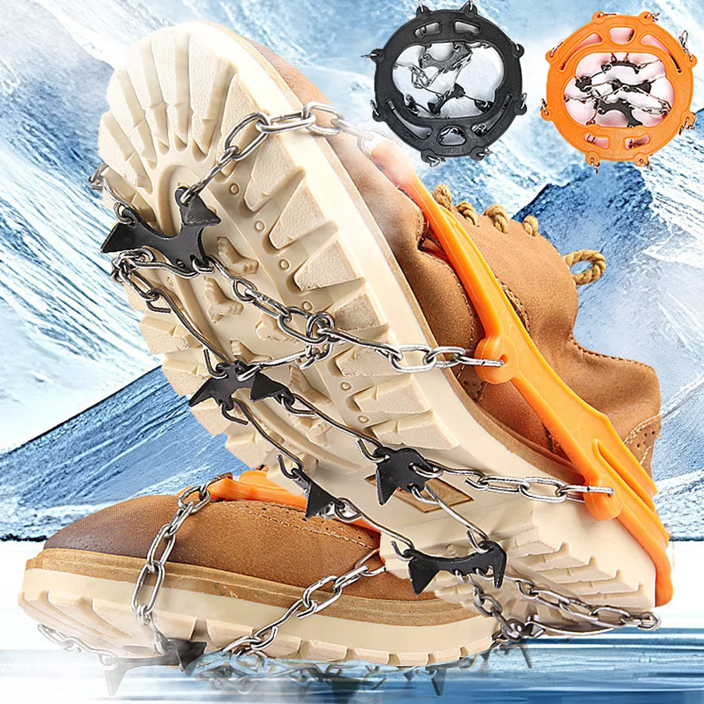 8 Teeth Crampons Ice Snow Grippers Anti Slip Shoe Spikes Winter Outdoor Hiking Climbing Boots Cover Walking Traction Gear
