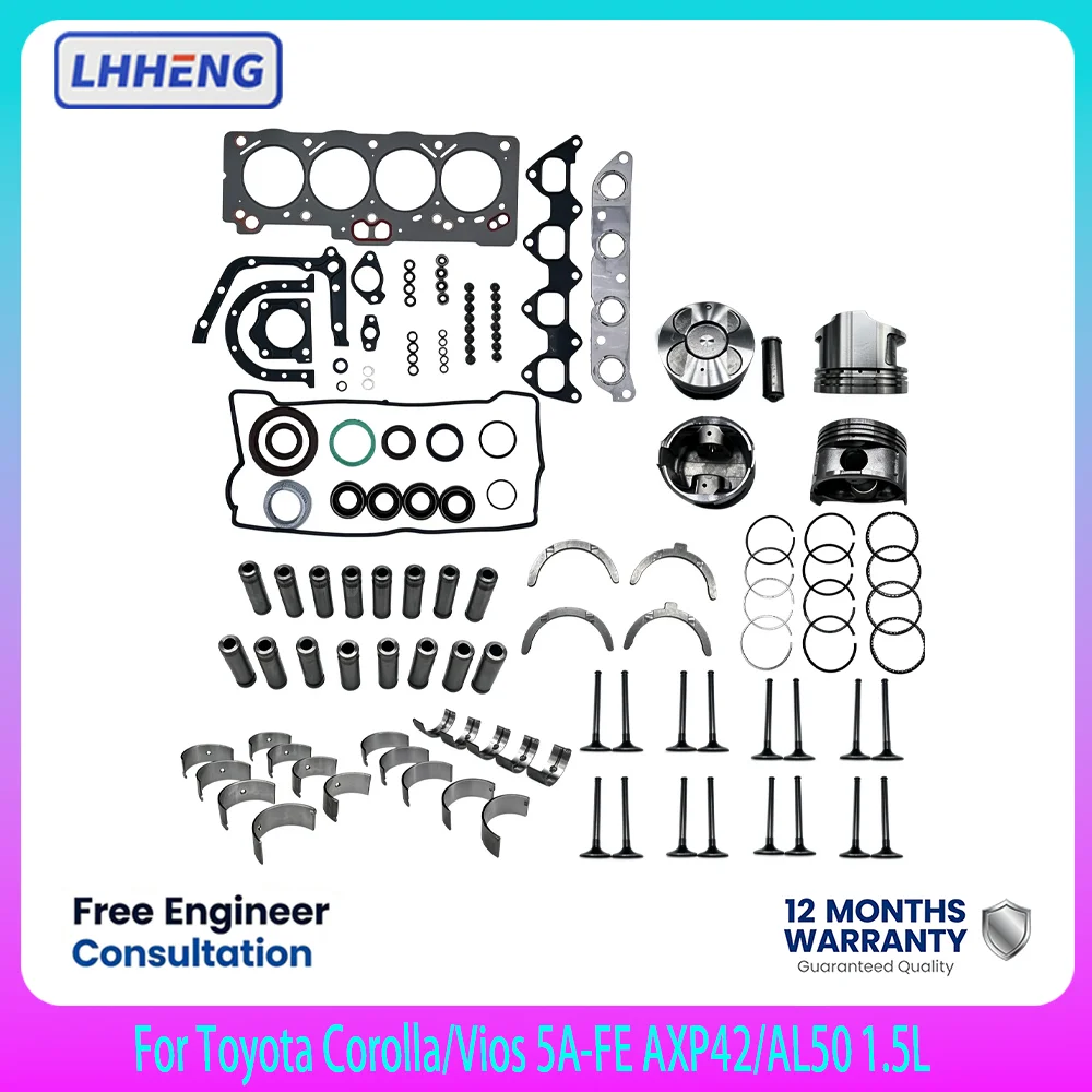 Engine Rebuild Kit For Toyota Corolla Vios Soluna Sprinter Carina Tercel 5A-FE AXP42 1.5L 04111-16221 13101-15040 13011-15050