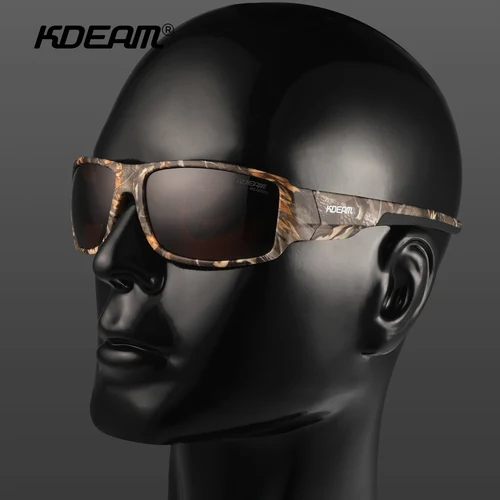 Imagen 2 del producto KDEAM gafas de sol polarizadas de rendimiento para hombres patrón de impresión diseño gafas de montura transmitancia Cat.3 gafas deportivas para hombres