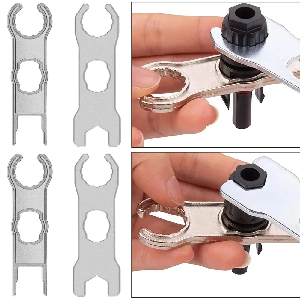 Silver Zinc Alloy Solar Connector Wrench Set 2 Pairs For PV Panel Wire Assembly And Disassembly Installation Tool Accessories