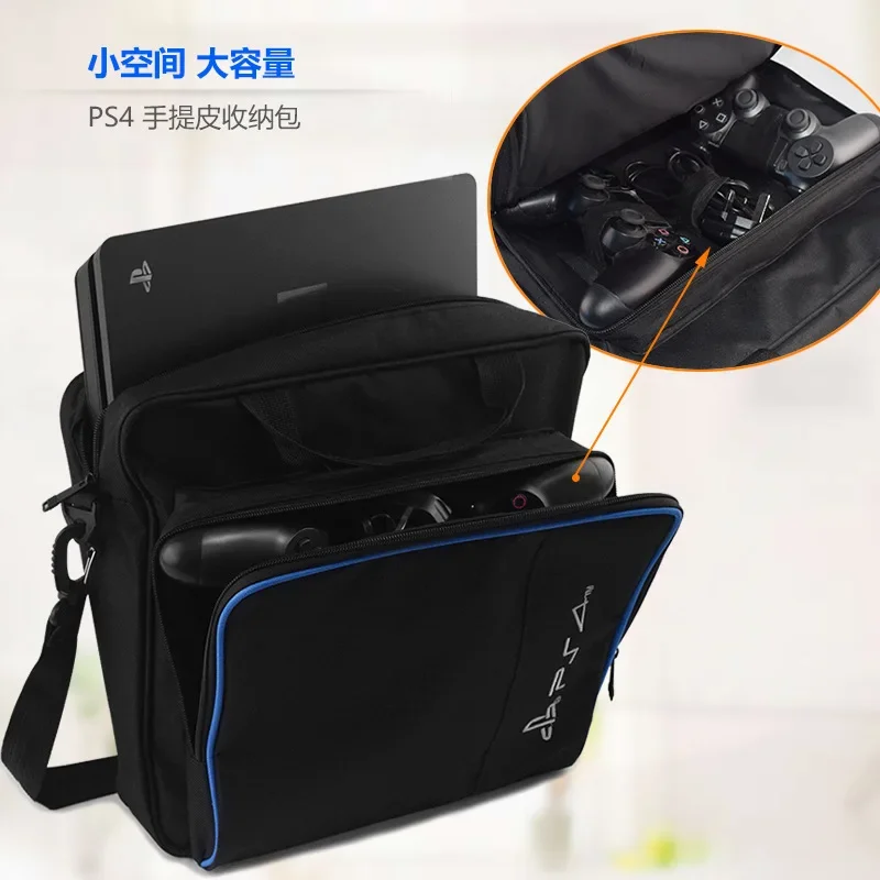 Messenger Bag for PS4 Game Console Shoulder Bag for PS4 Pro/Slim Travel Storage Bag Accessories & Controller Handbag Canvas Case