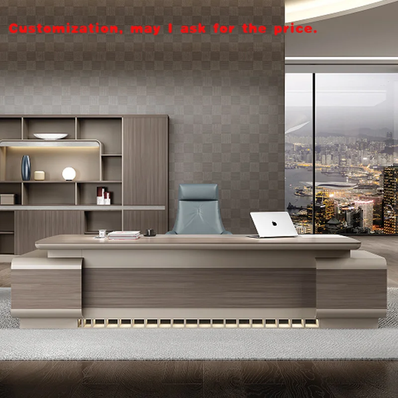 custom.Simple modern desk office desk business round high-end lightweight belt fashion manager general manager president de
