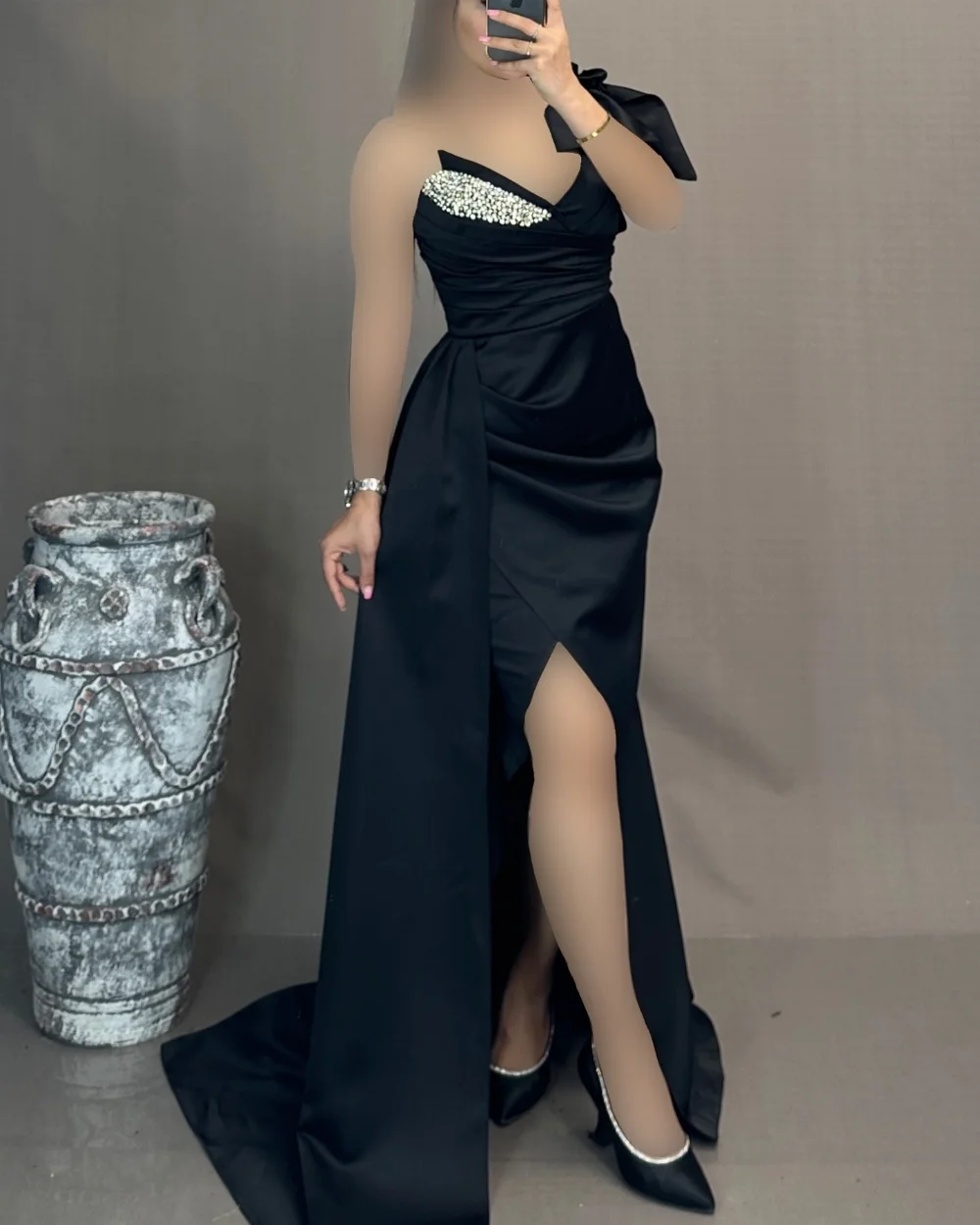

Customized Sexy Rhinestone Draped Bow Pleat Mermaid One-shoulder Long Dresses Bespoke Occasion Dresses Sizes Available Fashion