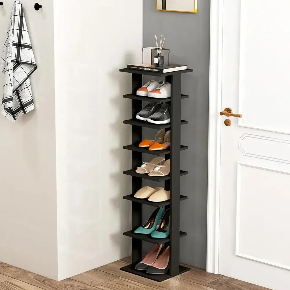 

8 Tiers Vertical Shoe Rack, Patented Space Saving Corner Shoe Rack for 7 Pairs, Narrow Shoe Rack for Front Door Entryway