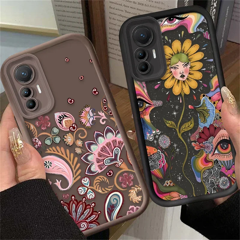 Strange Art Eye Flower Fan Case for Xiaomi 14T 13T 11T 12T 13 12 11 Lite 5G NE POCO X6 X5 F6 F5 F3 X4 GT X3 NFC M5S M6 Pro 4G