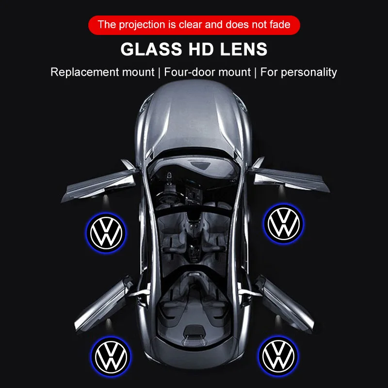 2Pcs Led Car Door Logo Emblem Welcome Light For VW CC Polo Golf 4 MK7 MK5 MK4 MK6 Passat Touran Scirocco Tiguan Transporter view 6