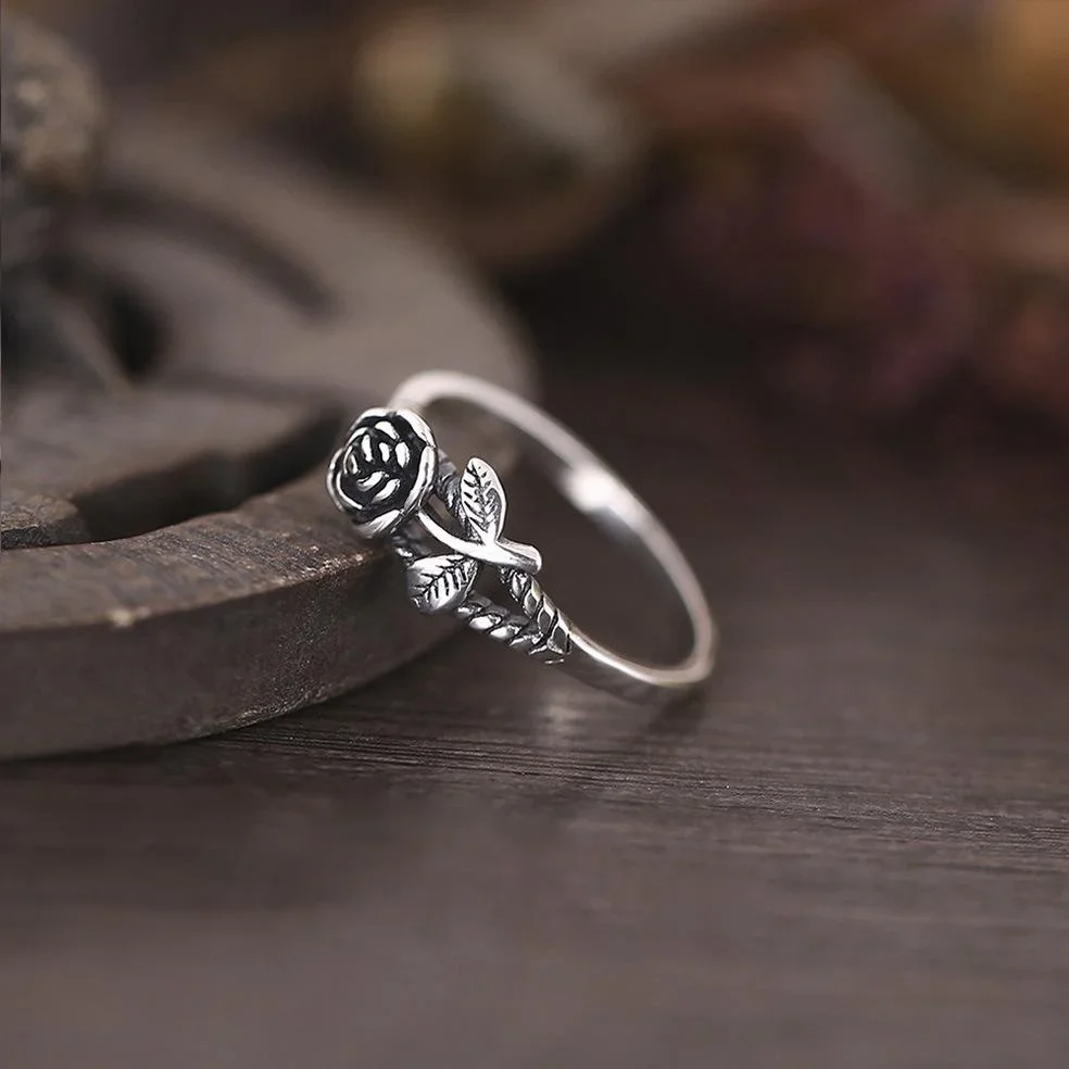 

Women Vintage 3D Rose Ring Courtship Engagement Wedding Party Jewelry