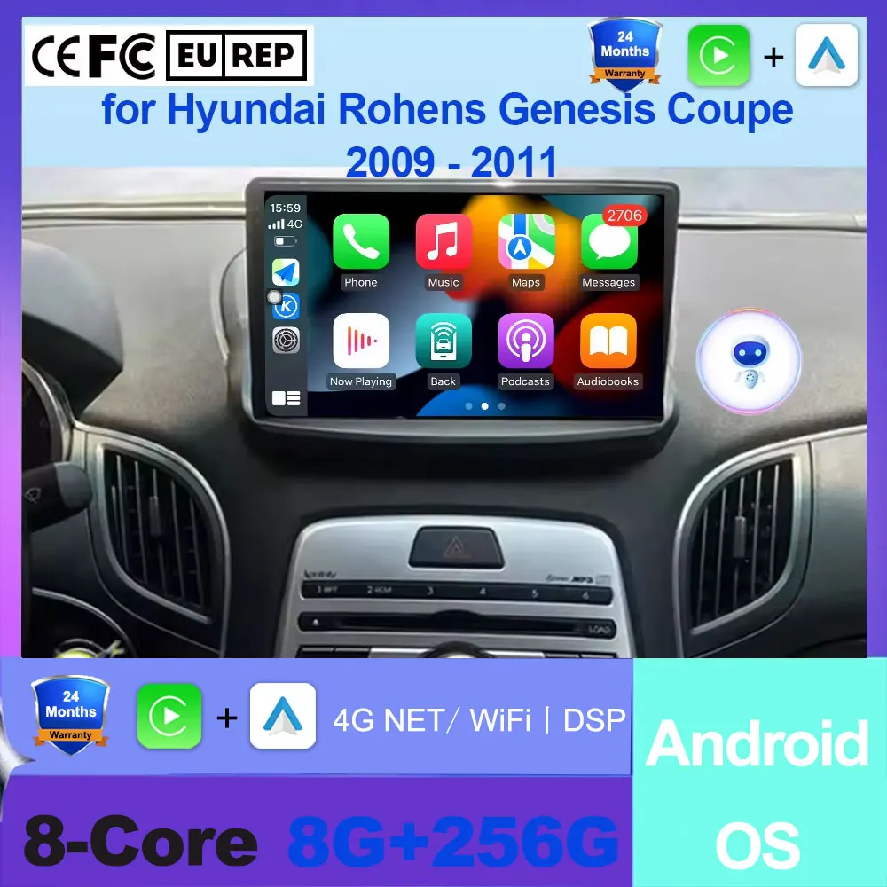 

Android Auto Wireless Carplay Car Radio For Hyundai Rohens Genesis Coupe 2009 - 2011 Multimedia Video GPS Navigation 4G LTE Wifi