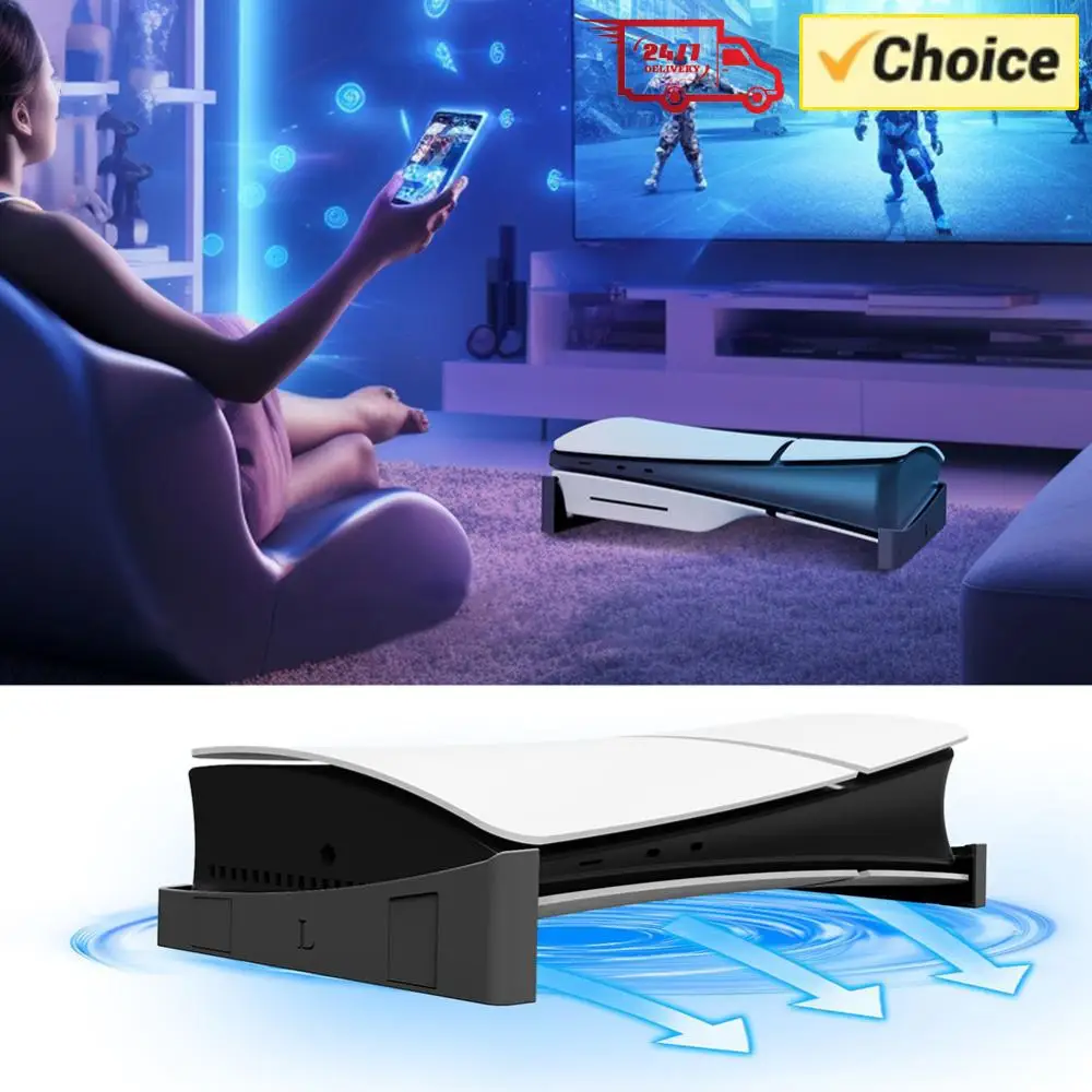 

Подставка-держатель для PS5 Slim (дисковая и цифровая версии) с противоскользящими накладками, экономящая место, горизонтальная, с функцией хранения.