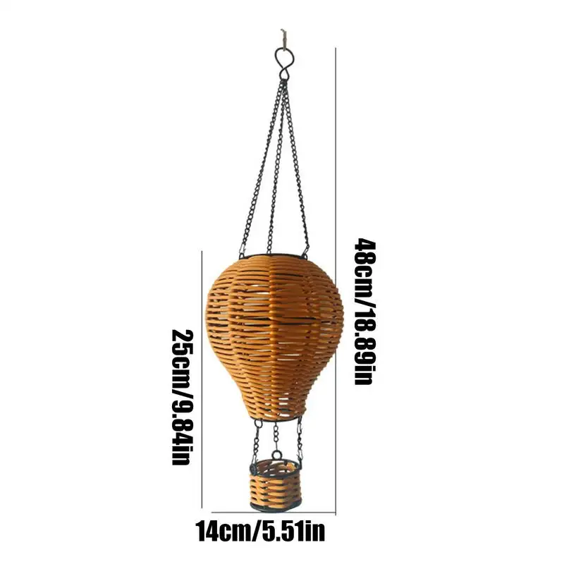 Lanterne en rotin lustre solaire conception de ballon à Air chaud résistant aux intempéries lampe lumineuse moderne éclairage suspendu pour porche jardin
