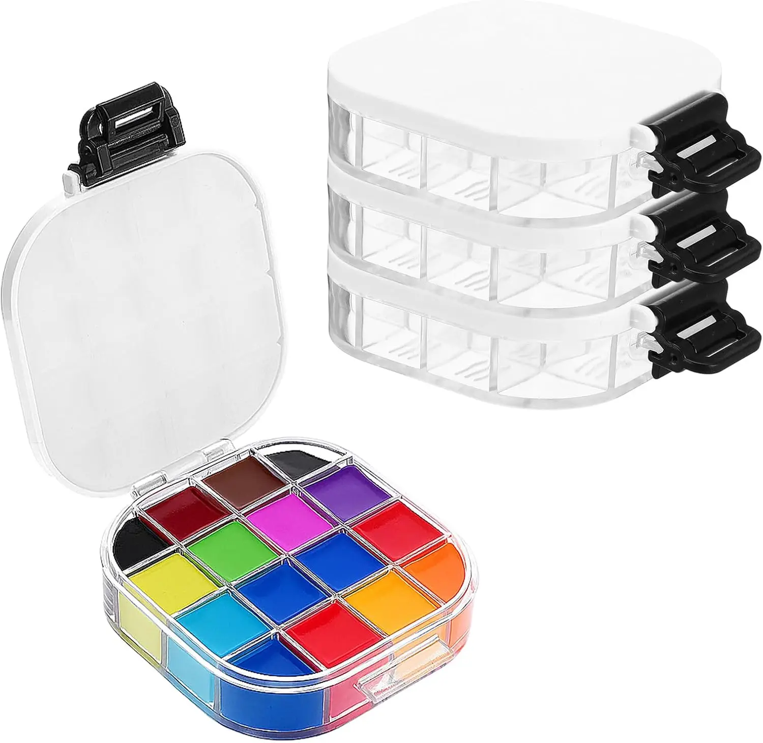 

4 Pcs Airtight Paint Storage Palette Box 16 Wells Stay Wet 4.4x3.5x1 in Small Paint Palette with Lid Acrylic Storage Con