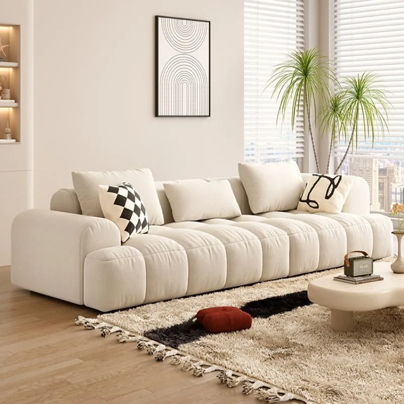 Cream wind high-end atmospheric velvet fabric sofa Italian minimalist new living room size apartment
