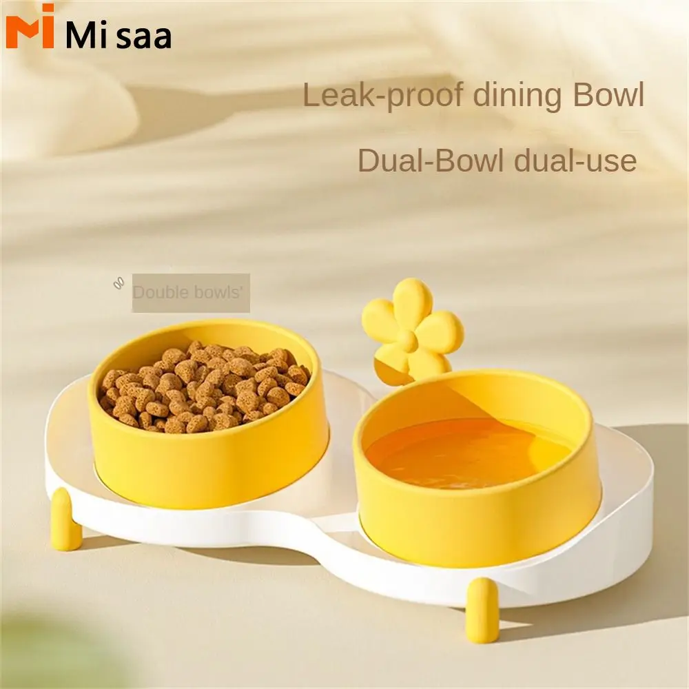 

Dog Food Basin Tilt Design Leak-proof Anti-knock Pet Supplies Pet Double Bowls Elevated Pet Feeder Pet Cat Bowl Cat Rice Basin