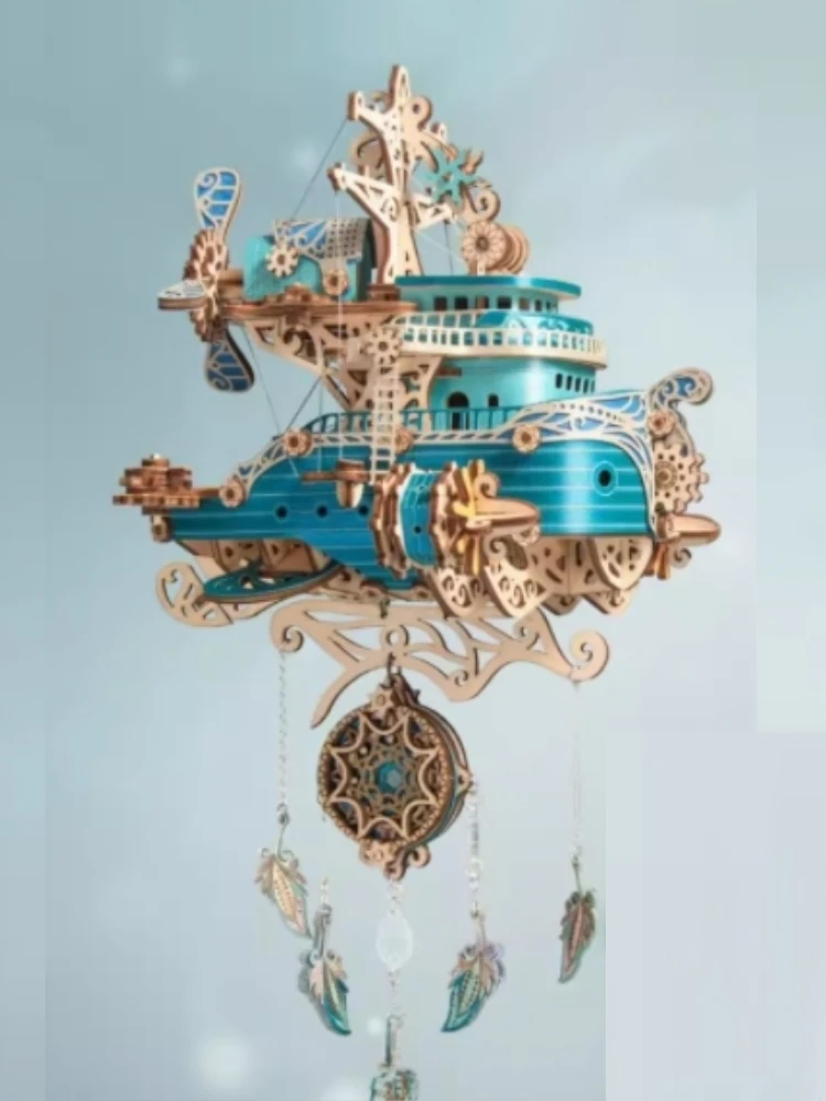​ 3D-Puzzle zum Selbermachen, hölzernes Fantasy-Luftschiff, zusammengebaute Mini-Modellbausätze, Kind, Erwachsene, Teenager, Geschenk, Spielzeug, Animationsderivate