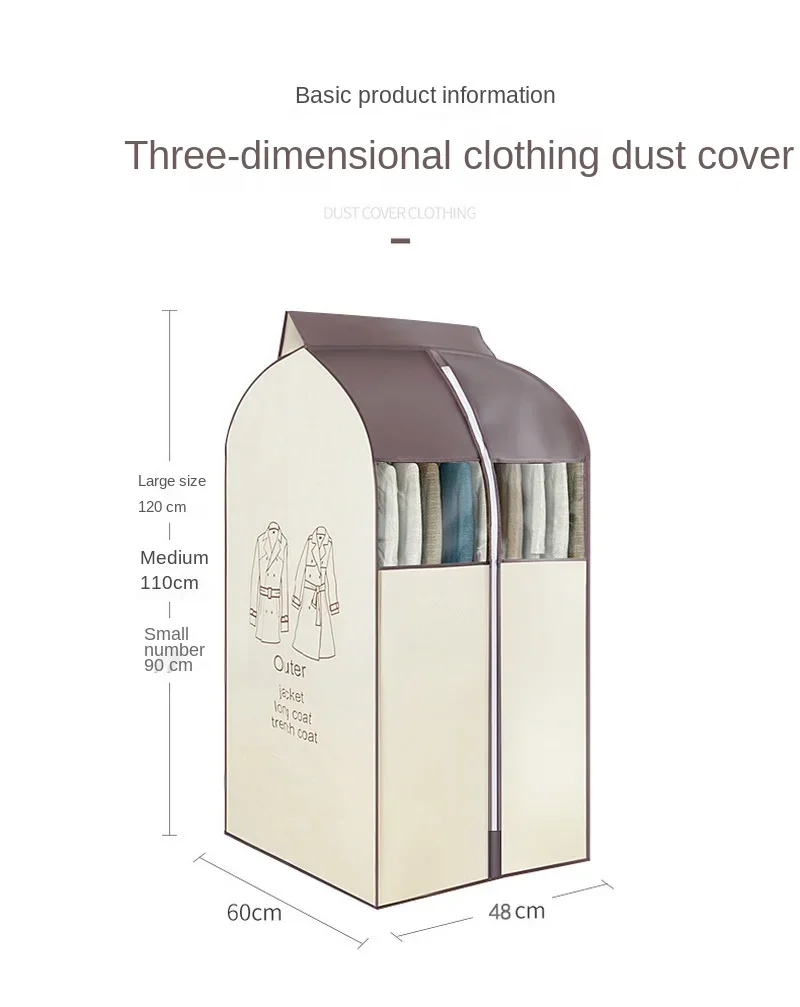 Non-woven Clothing Dust Cover Wardrobe Hanging Clothing Suit Bag Clothes Protector Case Home Storage Bag Case Organizer