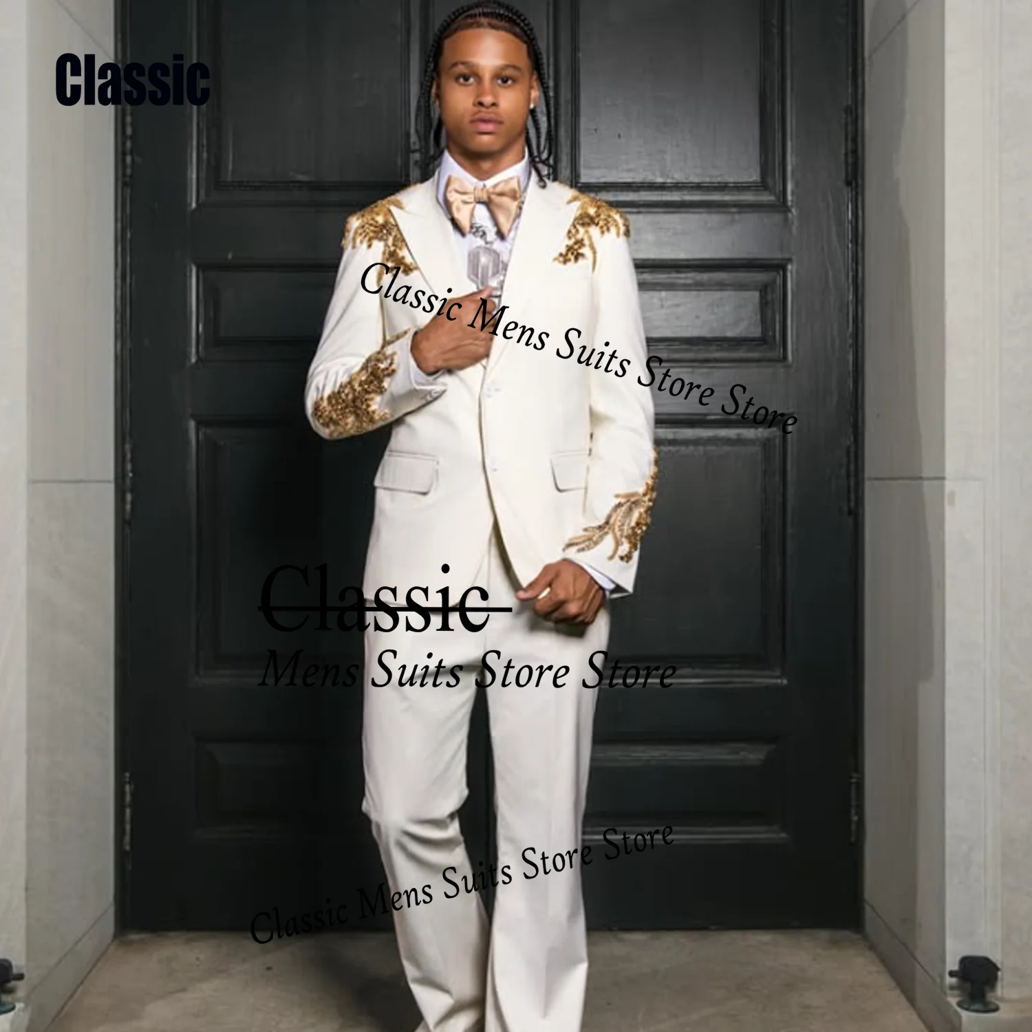 

Customized Jewelry Crystal Men Suits 2 Pieces Sets Male Party Blazers Sparkly Groom Evening Tuxedos Slim Gem trajes para hombre