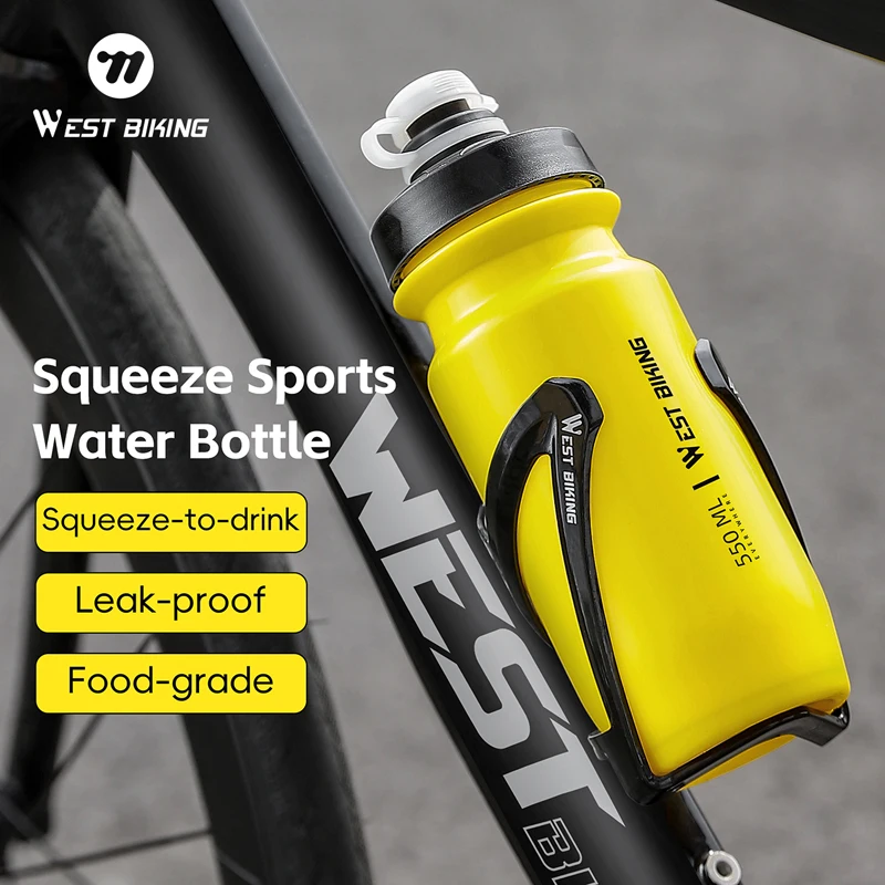 WEST BIKING Leakproof Squeeze Bicycle Water Bottle Portable Outdoor Sports Kettle With Dust Cover 550ml/720ml PP5 Cycling Cup