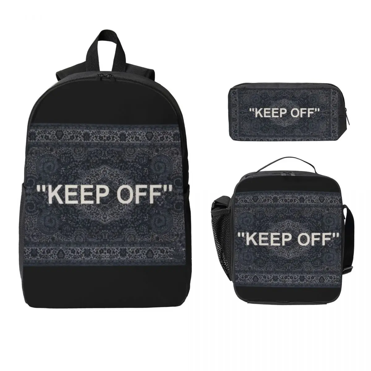

Keep Off Backpack Student Boys Girls BookBag School Bag Computer Shoulder Bags 3ps Insulated Lunch Bag Pencil Case
