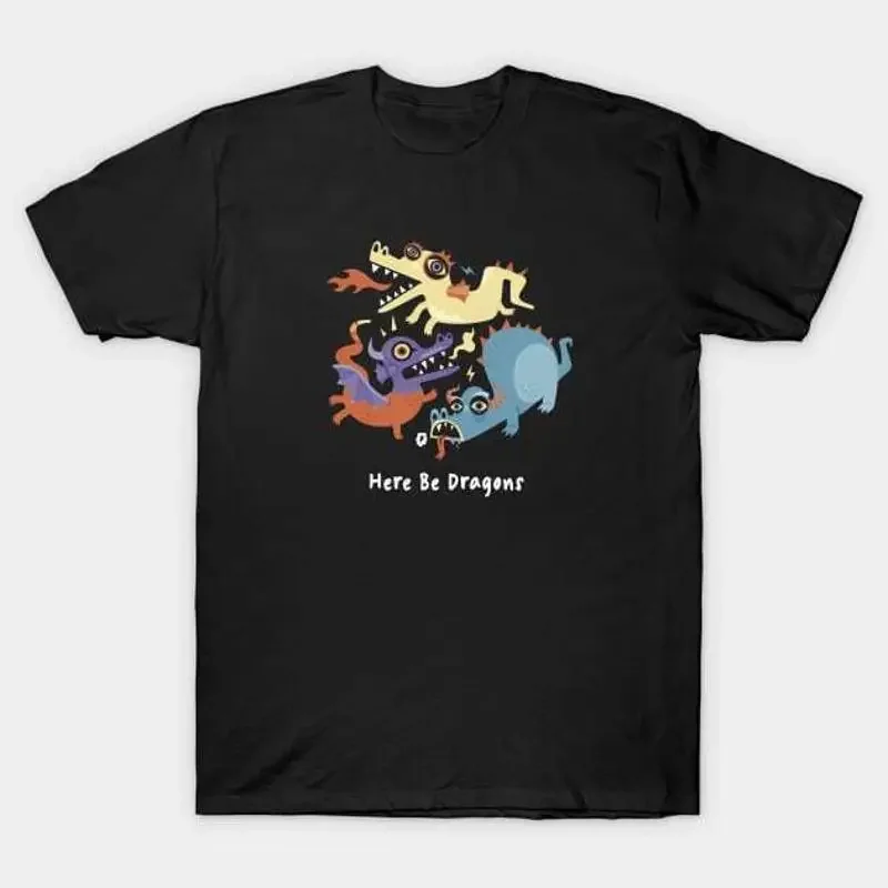 Here be Dragons Programming T Shirt S 5XL Fast Shipping