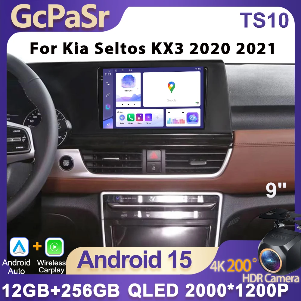 Android 15 For Kia Seltos KX3 2020 2021 Wireless CarPlay Multimedia Car Radio Player Screen GPS Navigation BT No 2din DVD