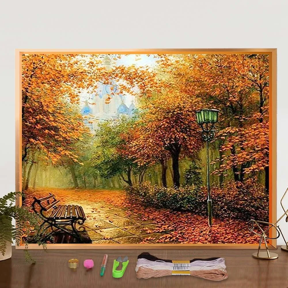 

Cross Stitch Kits Autumn Tree Full Pattern Canvas Fabric Cotton Thread DIY Embroidery Kit Home Wall Decoration For Living Room
