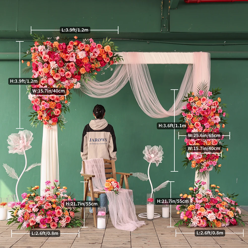 Rosa laranja série artificial rosa orquídea arranjo de flores para eventos de casamento pano de fundo decorações do dia dos namorados