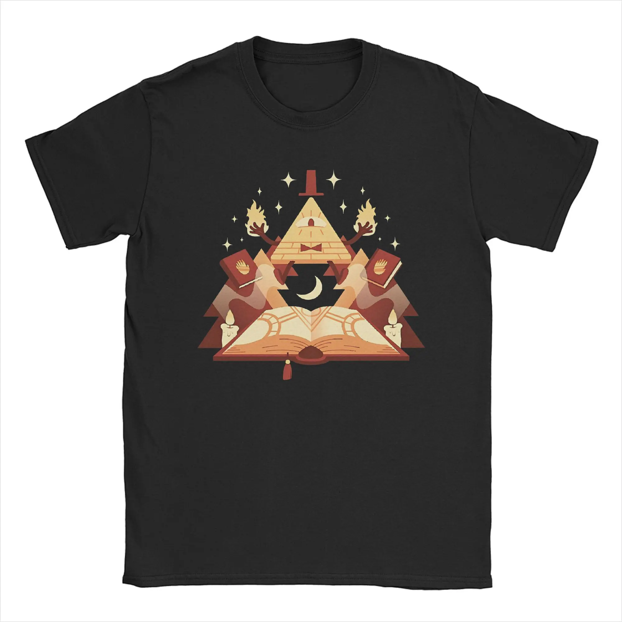 Gravity Falls Bill Cipher Magic Books T Shirt Men Pure Cotton T-Shirts O Neck Mystery Shack Tee Short Sleeve merchandise Graphic