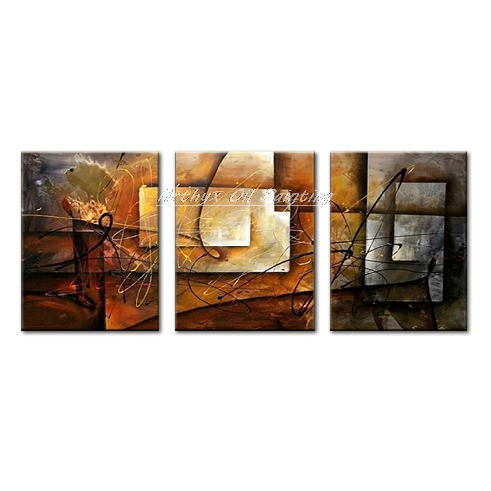 

Arthyx 3 Panel Hand Painted Canvas,Oil Paintings Handmade Colorful Art Oil Painting Modern Abstract Wall Pictures For Home Decor