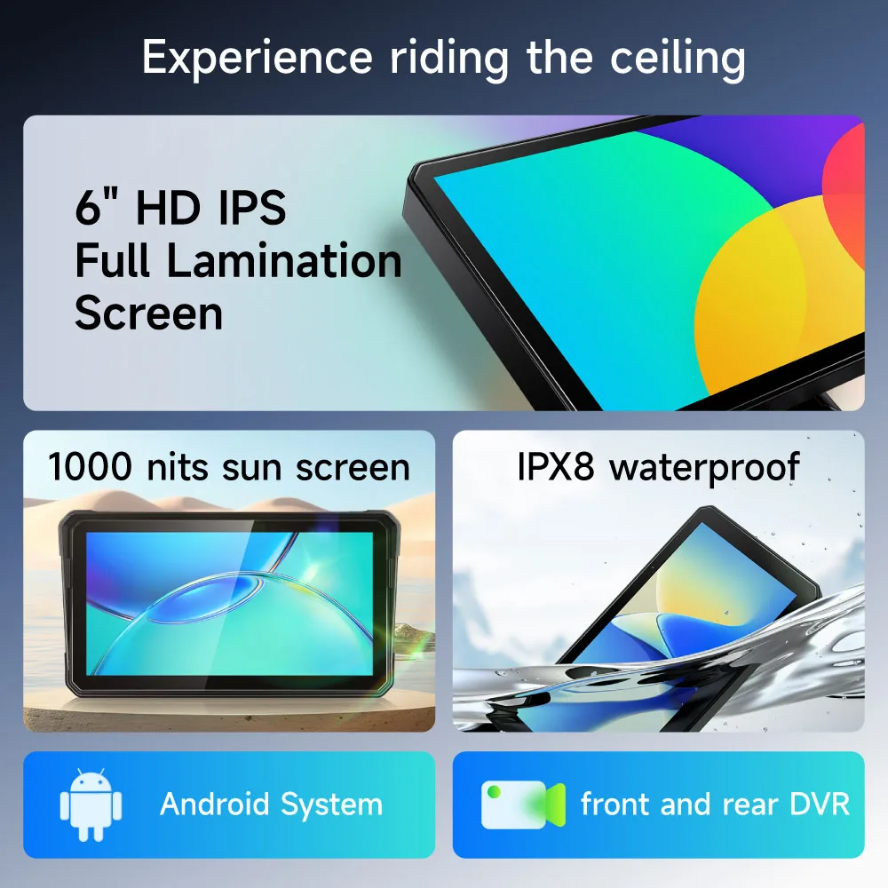 JIUYIN Android Motorcycle DVR WiFi MOTO Navigation GPS Wireless CarPlay 6 بوصة لاسلكي Android Auto 8-core 4G 64GB 2.3GHZ