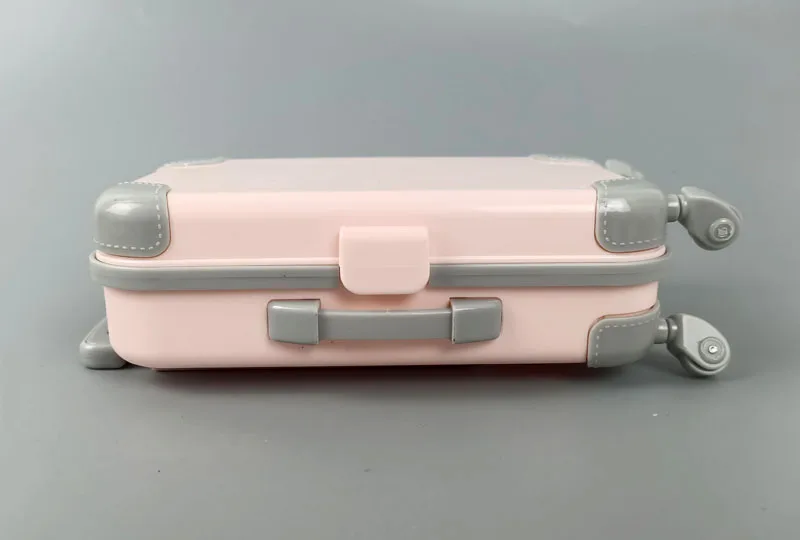 Yellow Pink Plastic Travel Luggage Case Trunk Mini Suitcase Doll Accessories for Barbie Dolls Playhouse Furniture Toy Kids Girls