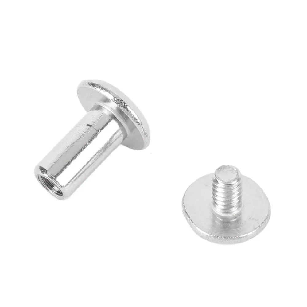 50set Durable Stainless Steel Binding Screws Slotted Cross Head Silver Color Snap Rivets Stud Bolts For Leather Decoration