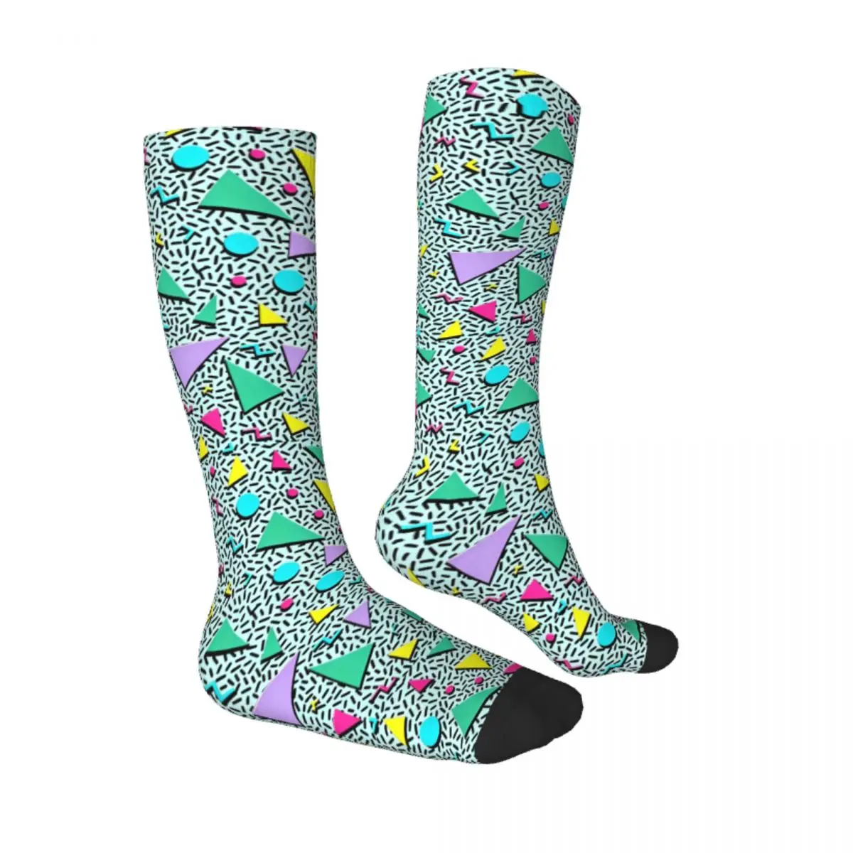 Old School Geometric 80s Print Bundle Socks High Quality Stockings All Season Long Socks for Man's Woman's Gifts