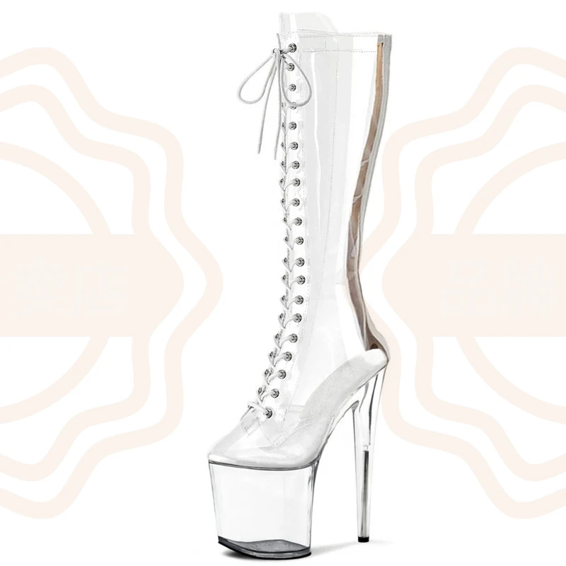 2026 New Women's Shoes Sexy Transparent High Heel Boots for Woman Fashion Performance Knee High Boots Designer Shoes Botas Mujer