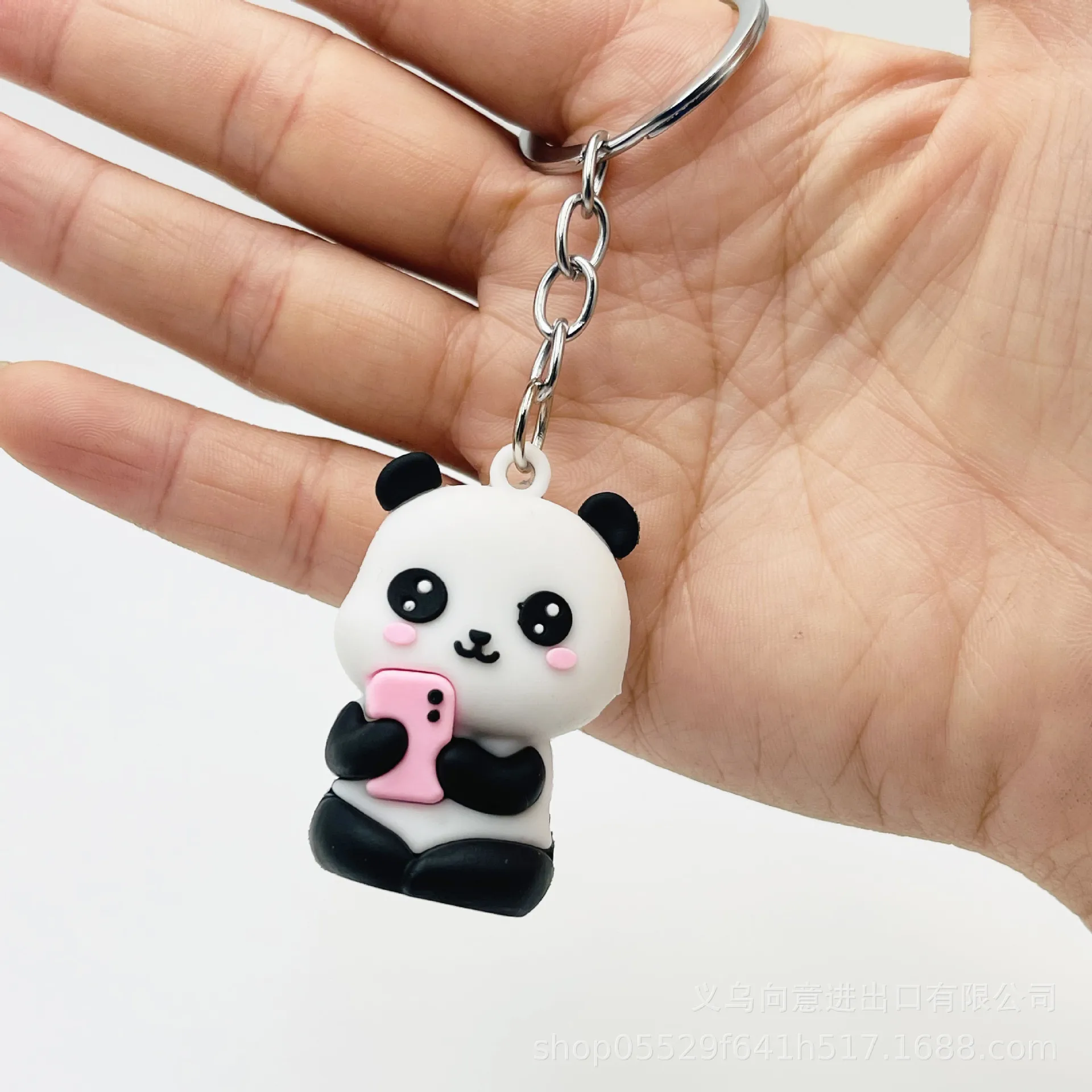 Cartoon Panda Keychain Cute Three-dimensional Soft Glue Panda Doll Bag Pendant Couple Small Pendant Activity Gift