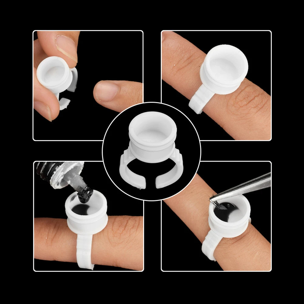 

100 Pcs Eyebrow Tattoo Ring Cup Eyelash Makeup Tool Rings Disposable Ink Holder