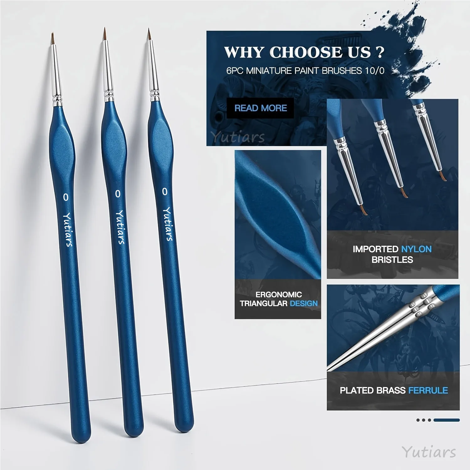 6 Pcs Miniature Hook Line Pen Set Multi Shape Nylon Heads Hair For Gouache Watercolor Oil Painting Artists Hand Painted Brushes
