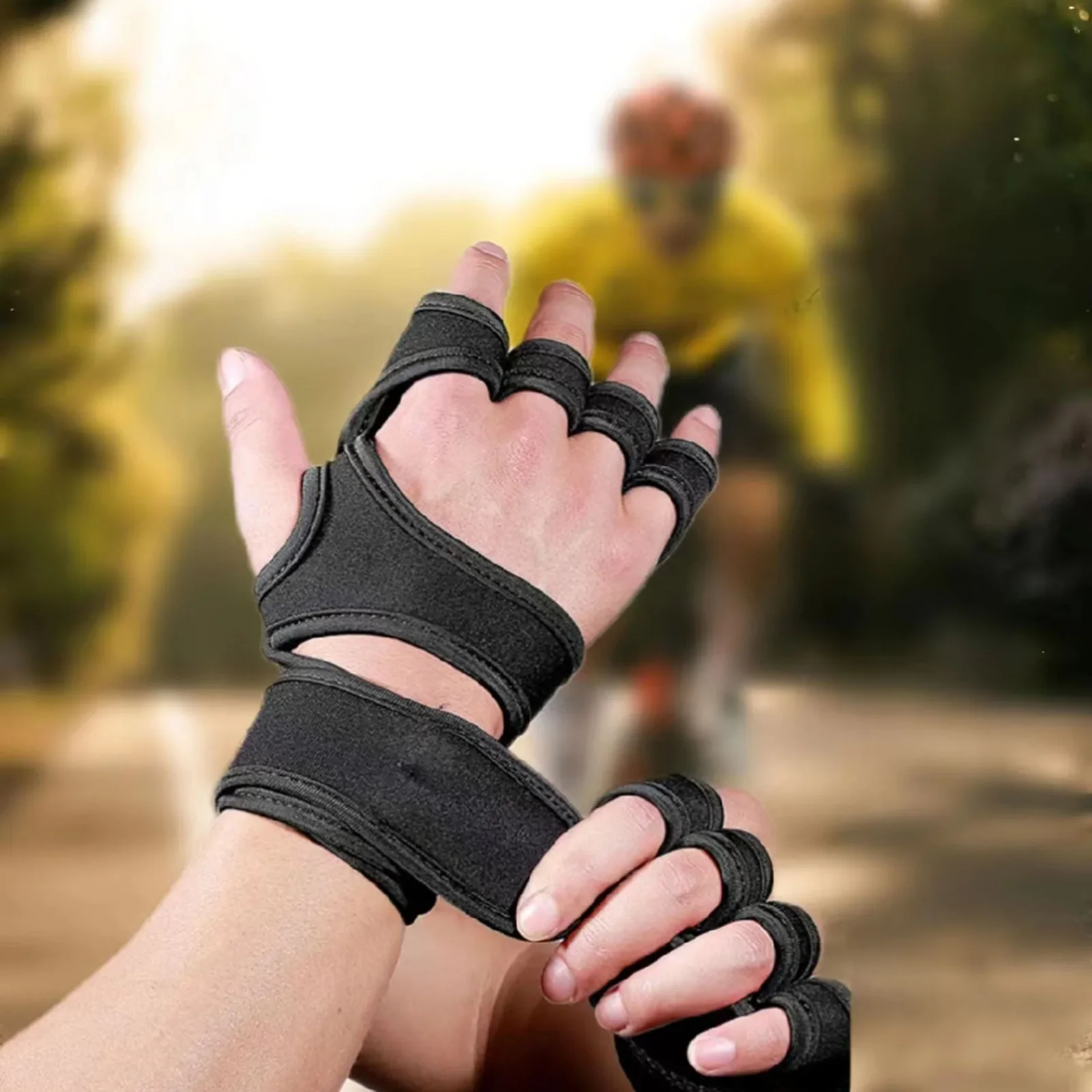 

1 pair Sports cross training cycling gloves Wrist support weightlifting and fitness cycling silicone cycling gloves