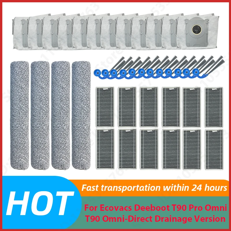 

For ( Ecovacs Deebot T90 Pro Omni / T90 Omni-Direct Drainage Version )Side Brush Filter Mop Dust Bag Accessories