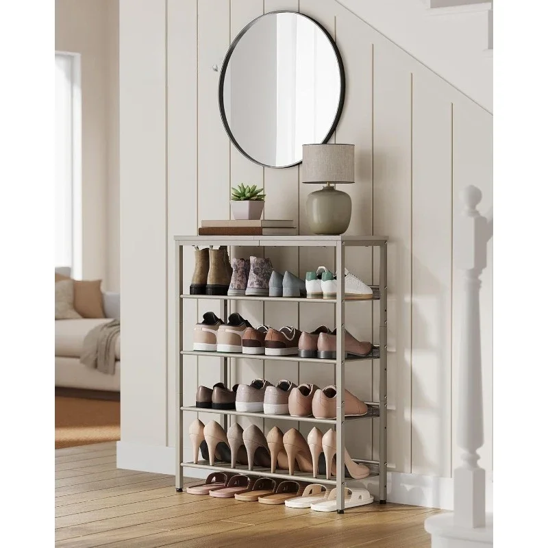 

Shoe Rack for Entryway, 5-Tier Shoe Rack Organizer with Storage Shelves and Spacious Top, Freestanding, Adjustable, Industrial,