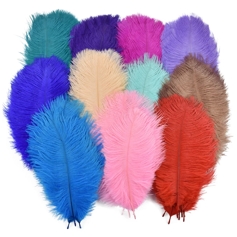 10 unids/lote de plumas de avestruz coloridas para decoración 15-20CM 6-8 "piezas centrales de boda blancas y negras para mesas accesorios de decoración