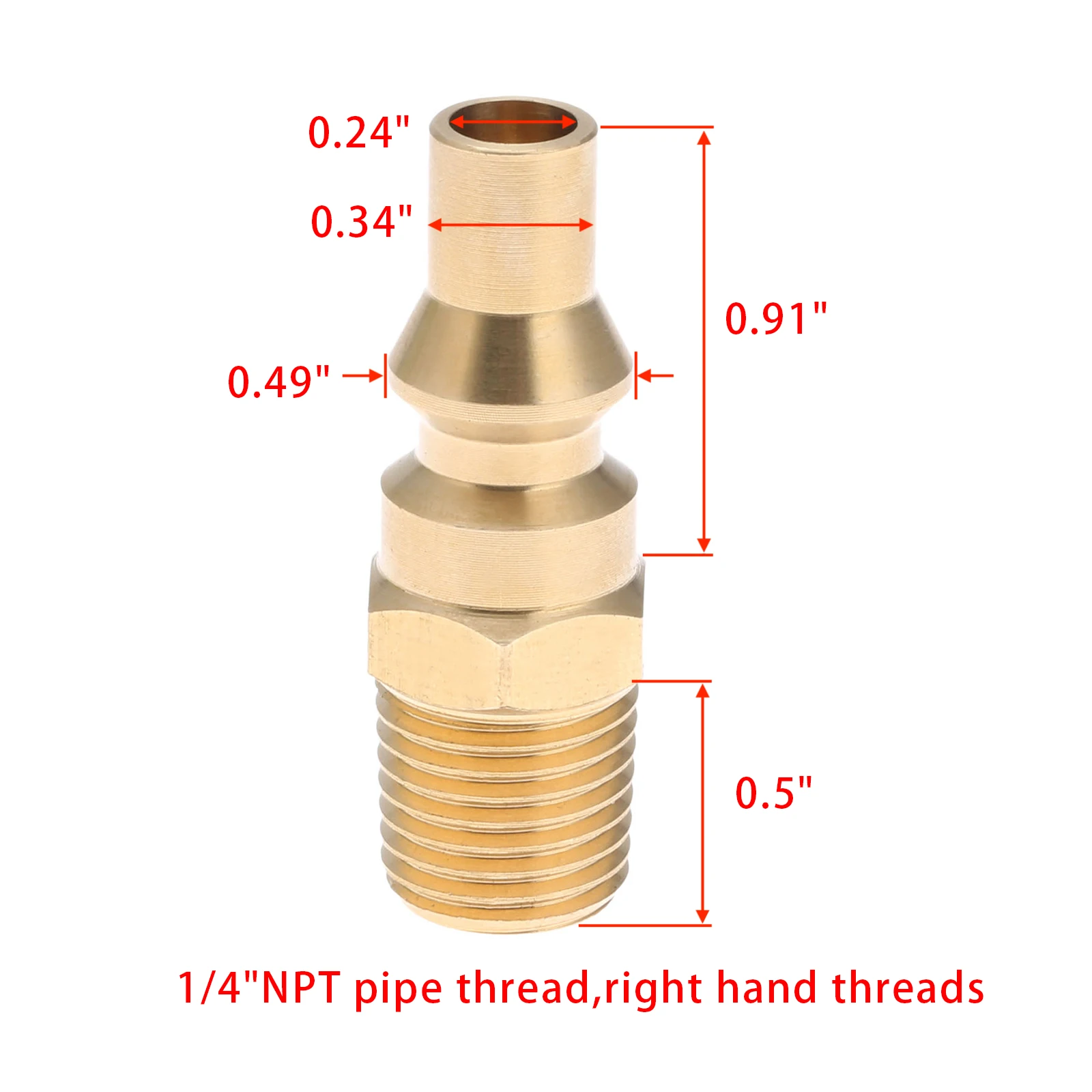 Adaptador de conexión rápida de Gas propano, enchufe macho de latón de flujo completo NPT de 1/4 