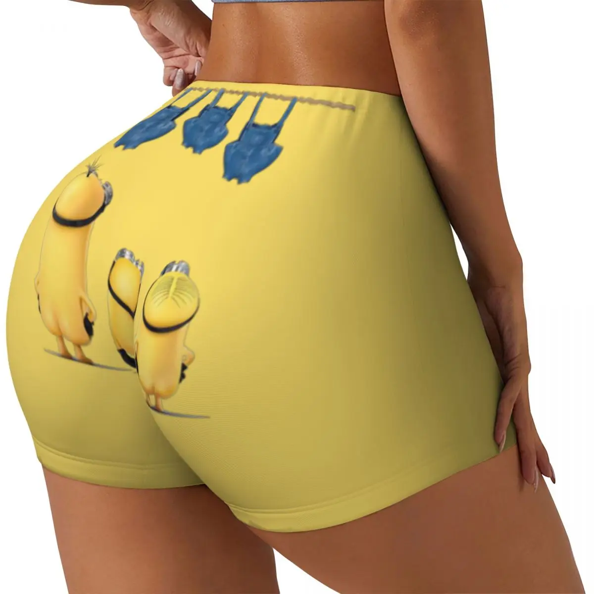 Custom Minions Cute Workout Volleyball Biker Shorts Women Anime Gym Yoga Shorts