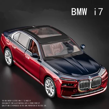 1:24 BMW serii 7 i7 G70 Alloy Luxy Model samochodu Diecast Metal Limuzyna Czyste pojazdy elektryczne Model samochodu Dźwięk Światło Zabawka dla dzieci Prezent
