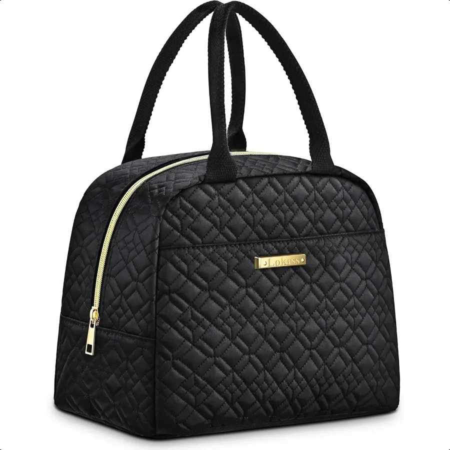 

Lunch Box for Women Men Reusable Insulated Lunch Bag for Adults Thermal Lunch Cooler Tote Bags for Work Picnic Office Beach Bla